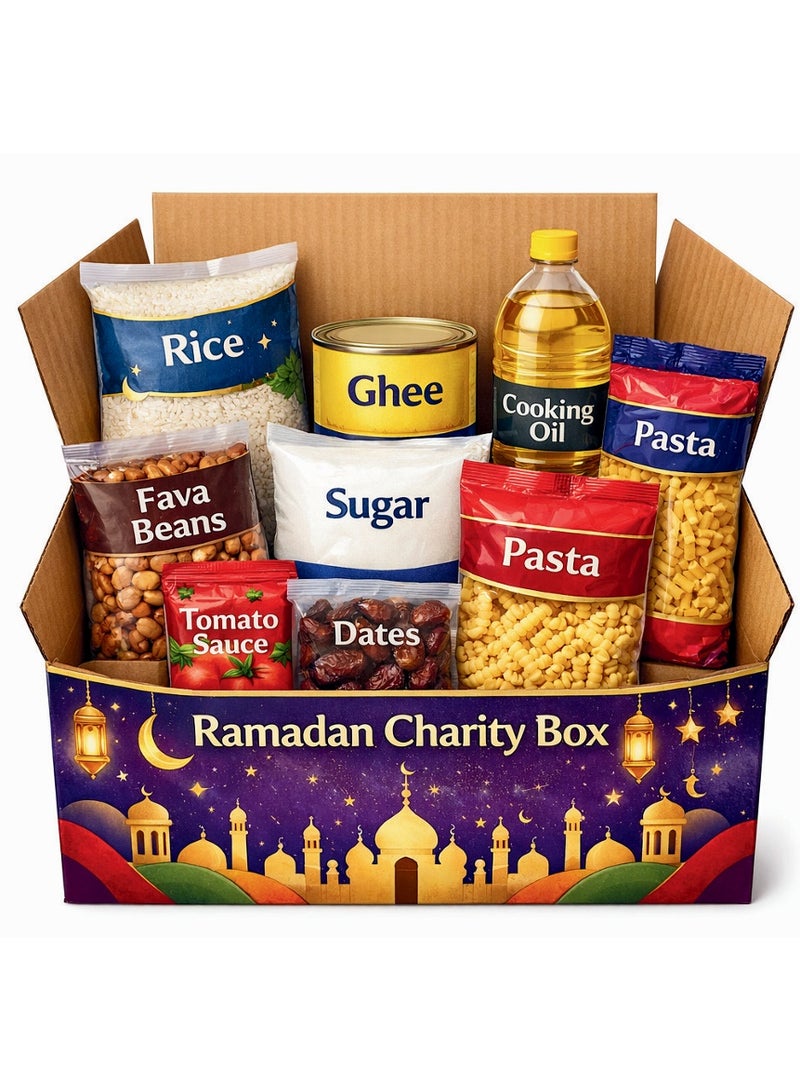 Ramadan Family Carton – 14 Kg, 24 Items Including Rice, Pasta, Sugar, Flour, Oil, Ghee, Beans, Tomato Paste, Tea, Salt & Meat Stock